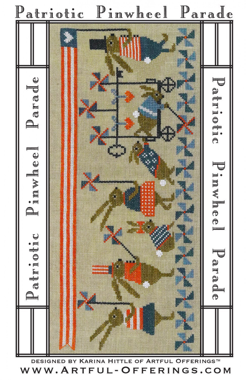 Patriotic Pinwheel Parade Cross Stitch Pattern - Artful Offerings - Karina Hittle
