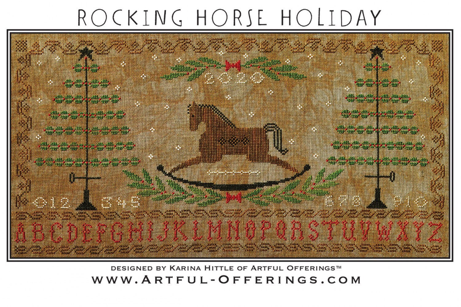 Rocking Horse Holiday Cross Stitch Pattern - Artful Offerings - Karina Hittle