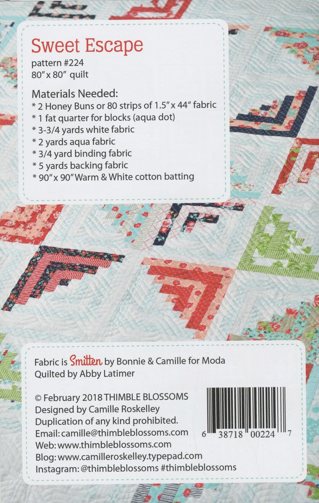 Sweet Escape Quilt Pattern - Thimble Blossoms - Camille Roskelley - Honey Bun Friendly - 80”x80”