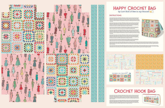 Happy Crochet Bags Home Decor Panel - 36” x 54” - Lori Holt - Bee in My Bonnet