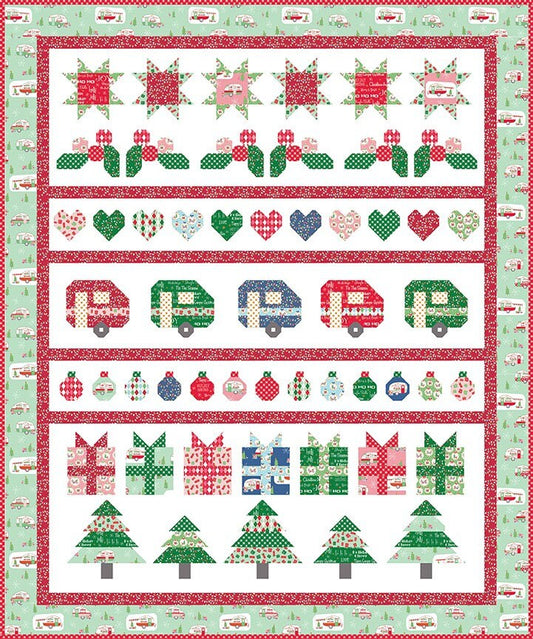Christmas Adventure Quilt Kit - Christmas Adventure Fabric - Beverly McCullough - Flamingo Toes - Finishes at 68” x 81”