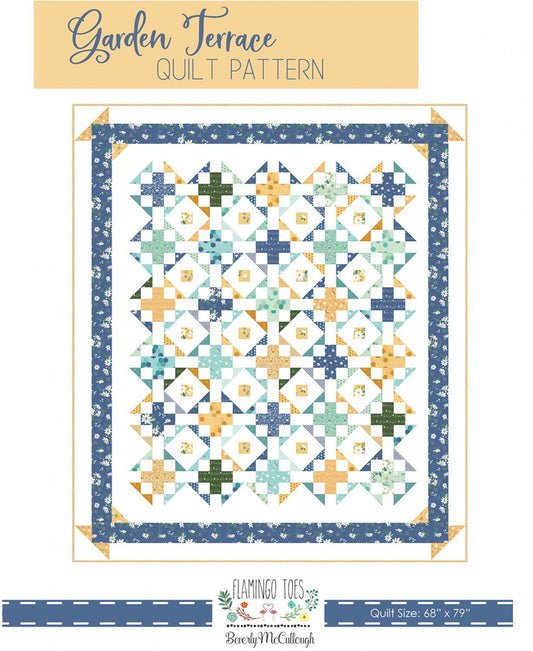 Garden Terrace Quilt Pattern - Flamingo Toes - Beverly McCullough - Daisy Fields Fabric - Layer Cake Friendly - Finishes at 68” x 79”