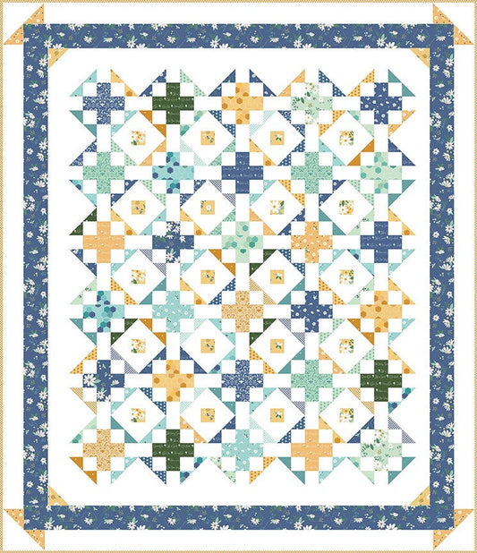 Garden Terrace Quilt Kit - Flamingo Toes - Beverly McCullough - Daisy Fields Fabric - Finishes at 68” x 79”