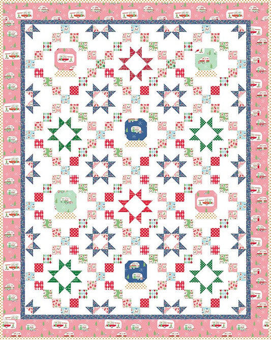 Starry Snow Globe Quilt Kit - Christmas Adventure Fabric - Beverly McCullough - Flamingo Toes - Finishes at 61” x 77”