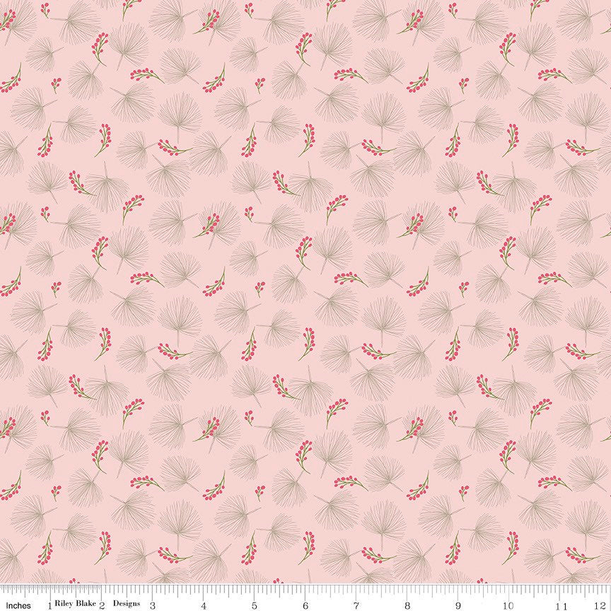 Enchanted Meadow Fabric - By The Half Yard - BTHY - Pink Pine Needles - Beverly McCullough - Flamingo Toes - Riley Blake - C11552 PINK