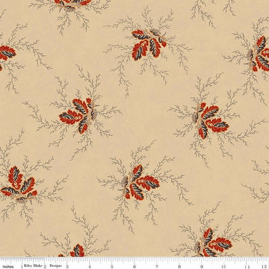Bountiful Autumn Fabric - Rust Flora - Stacy West - Buttermilk Basin - Fall Fabric - Riley Blake - C10850 RUST