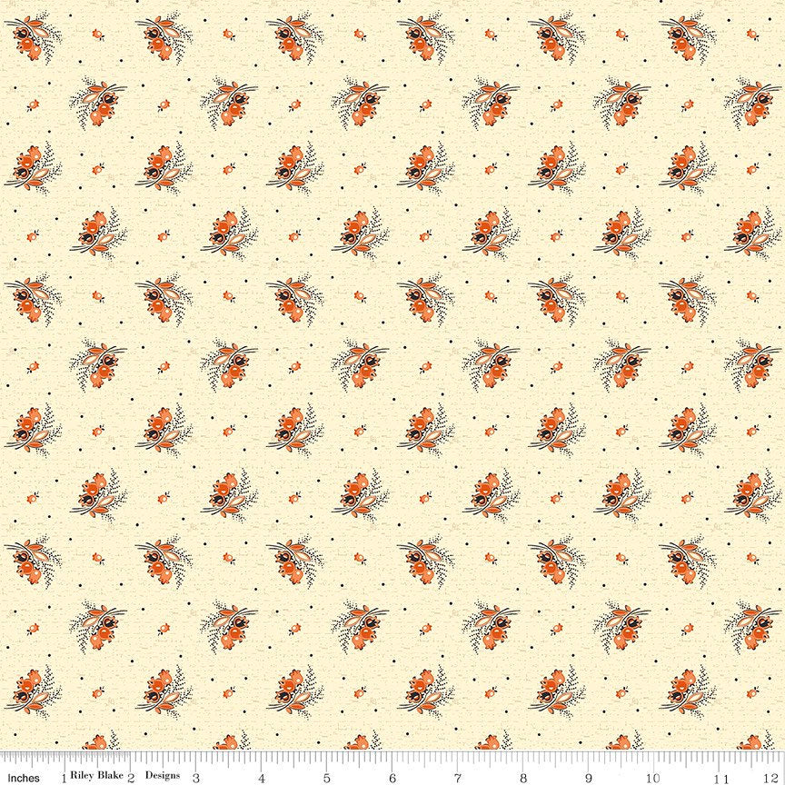 Bountiful Autumn Fabric - Cream Sprigs - Stacy West - Buttermilk Basin - Fall Fabric - Riley Blake - C10854 CREAM
