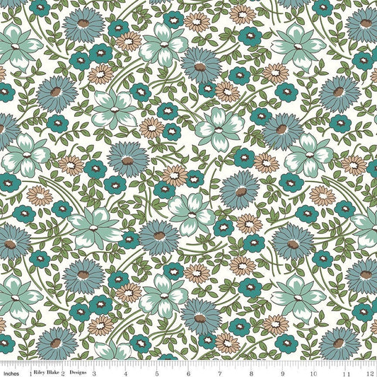 Teal Prairie Wide Back - By The Half Yard - 107” wide - Lori Holt - Bee In My Bonnet - WB12324 TEAL