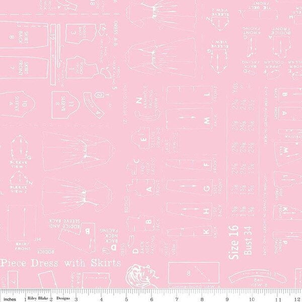 Pink Pattern Wide Back - By The Half Yard - 107” wide - Lori Holt - Bee In My Bonnet - WB6421 PINK